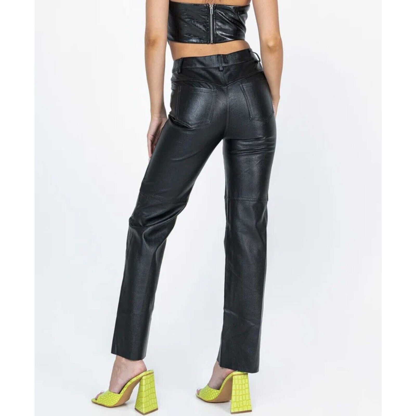 PRINCESS POLLY Women’s Princess Polly Macey Pants Black Size 2 Faux Leather Size 26" / US 2 / IT 38 - 3 Thumbnail