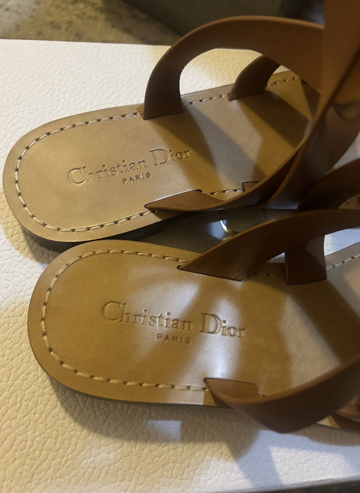 Dior Dior DIORIVIERA DIOR Sun TOE-Ring Sandal Camel Calfskin Size US 8.5 / IT 38.5 - 6 Thumbnail