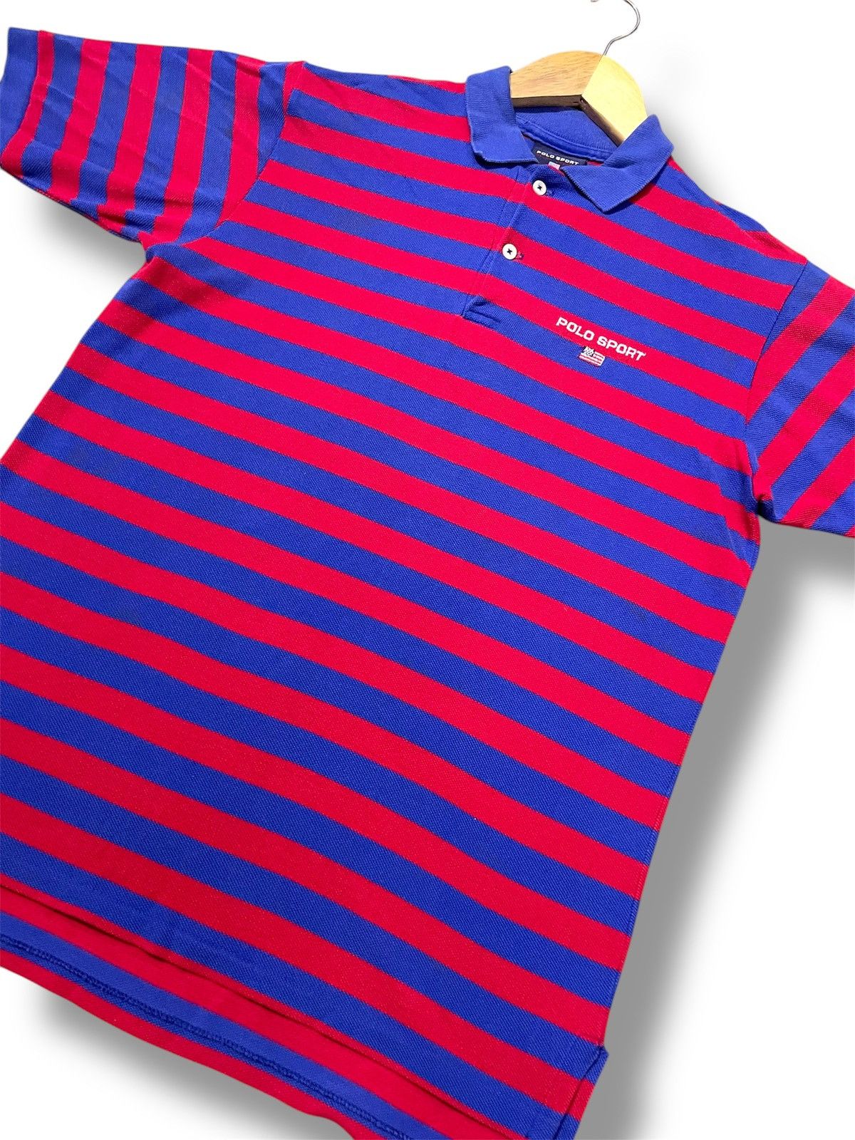 Polo Ralph Lauren × Vintage vintage Polo Sport Stripe Tshirt Collar Size US L / EU 52-54 / 3 - 4 Thumbnail