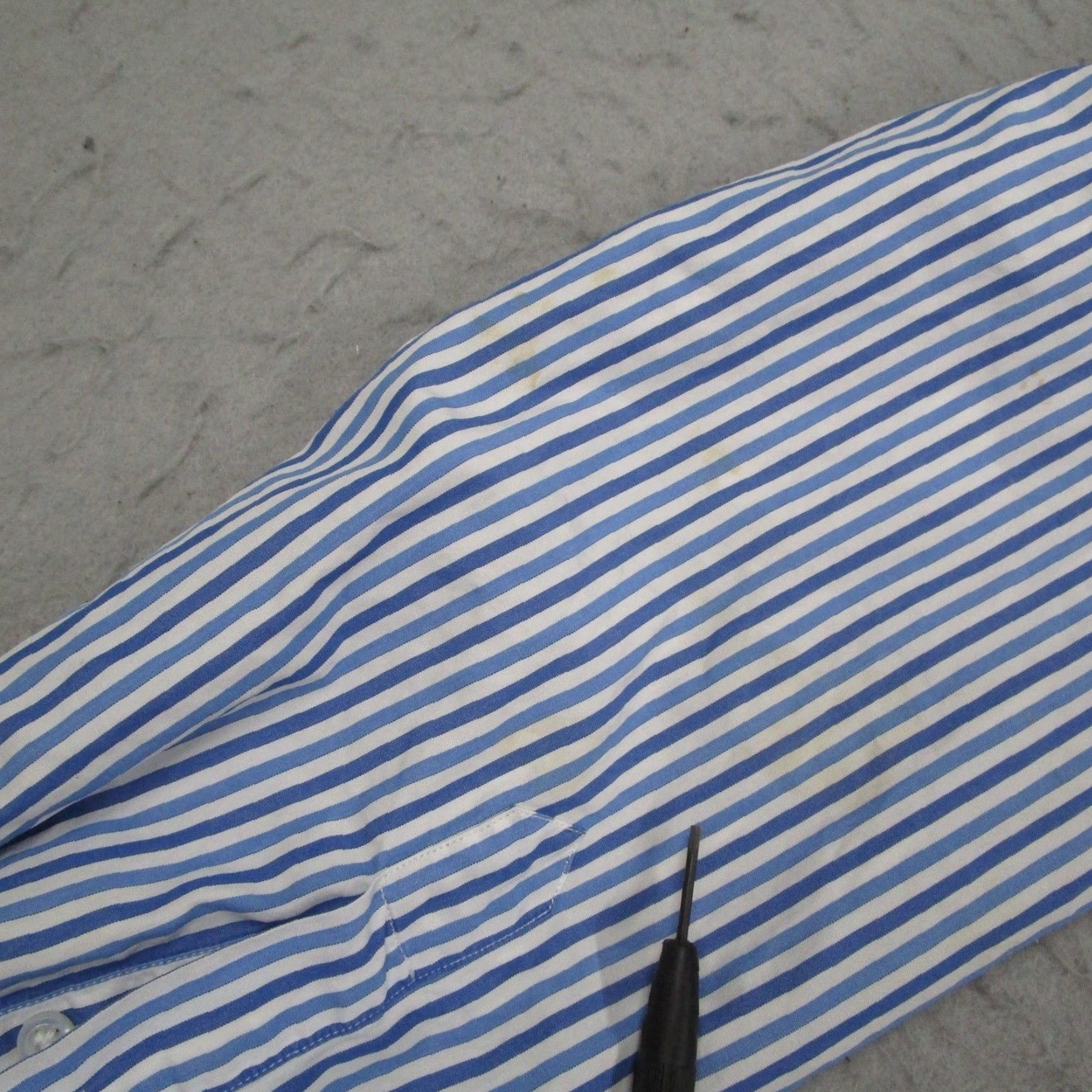 Vintage Luciano Barbera Shirt Men Large Blue White Striped Club Collar Button Down Italy Size US L / EU 52-54 / 3 - 6 Thumbnail