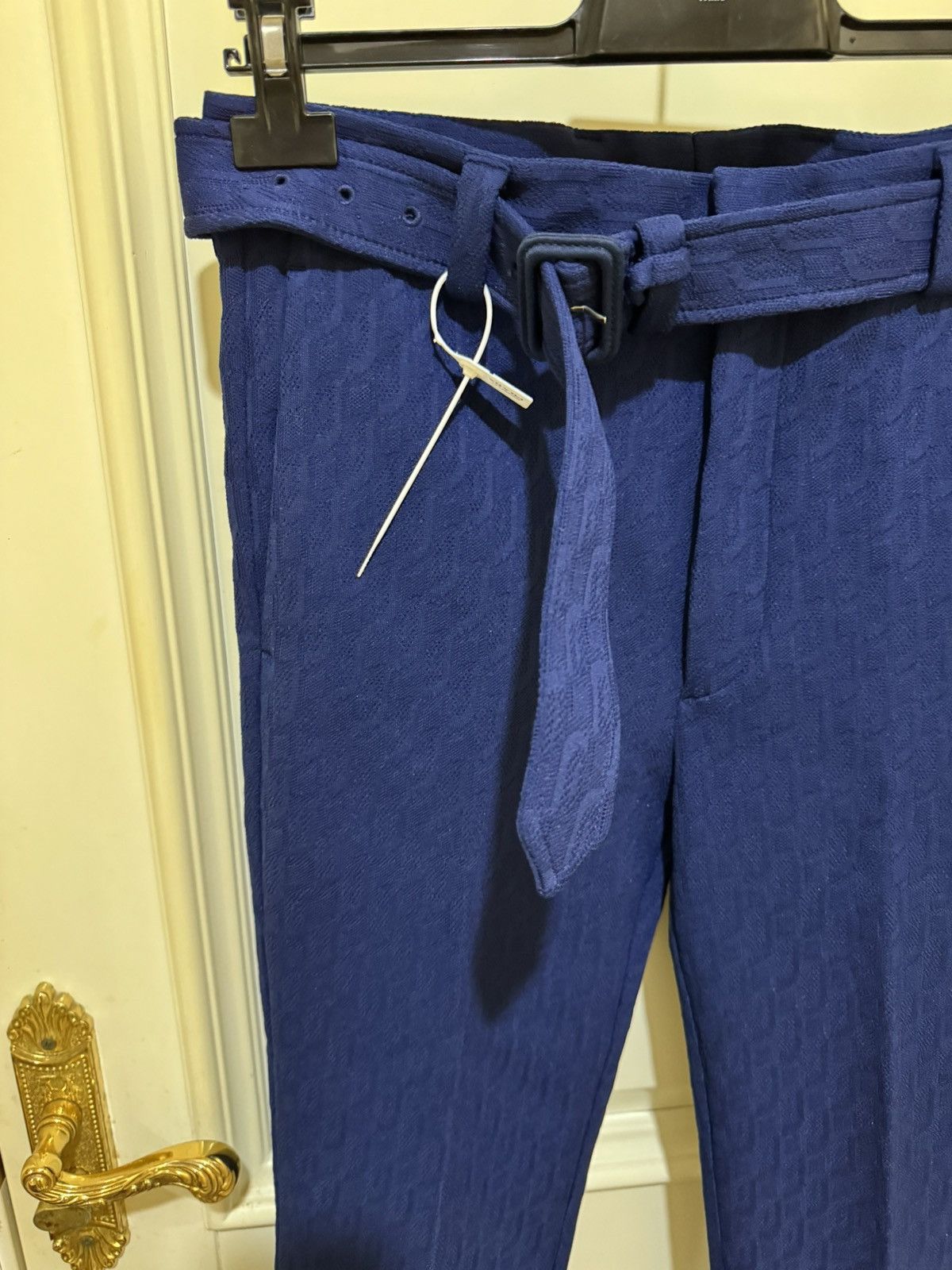 Prada SS19 runaway blue trouser with adjustable belt Sz44 Size US 28 / EU 44 - 3 Thumbnail