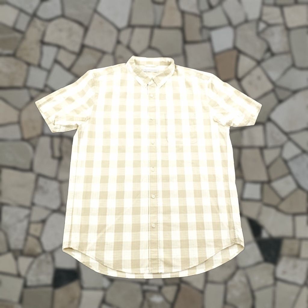 Outerknown Outerknown Shirt Mens Large Beige Plaid Button Down Short Sleeve Organic Cotton Size US L / EU 52-54 / 3 - 1 Thumbnail