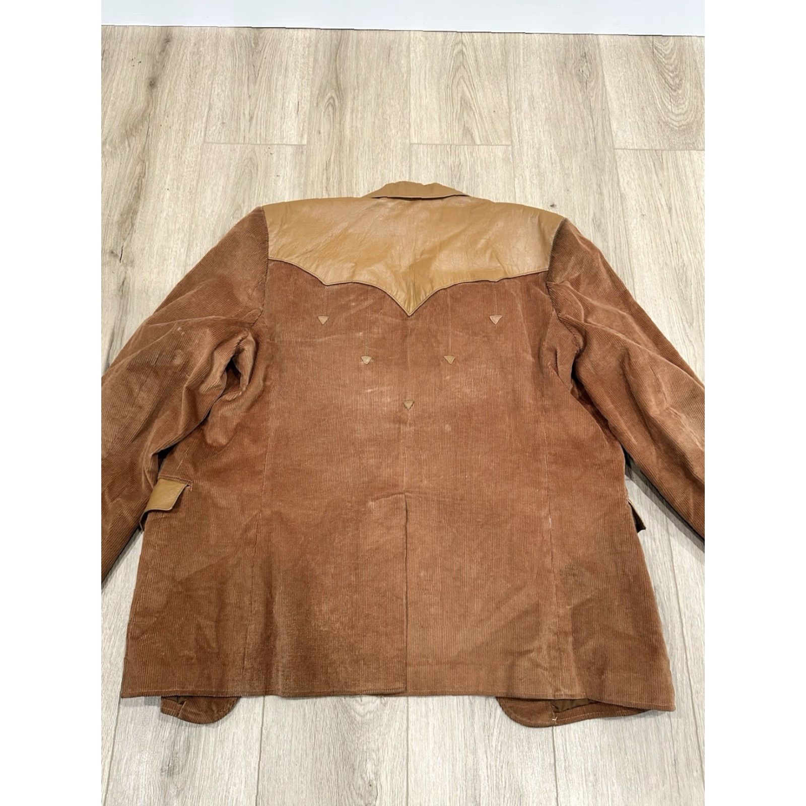 Vintage VTG Pioneer Wear Brown Corduroy Leather Cowboy Blazer Jacket Rockabilly Sz 48 Jacket Mens Western Camouflage? Size 48R - 6 Thumbnail