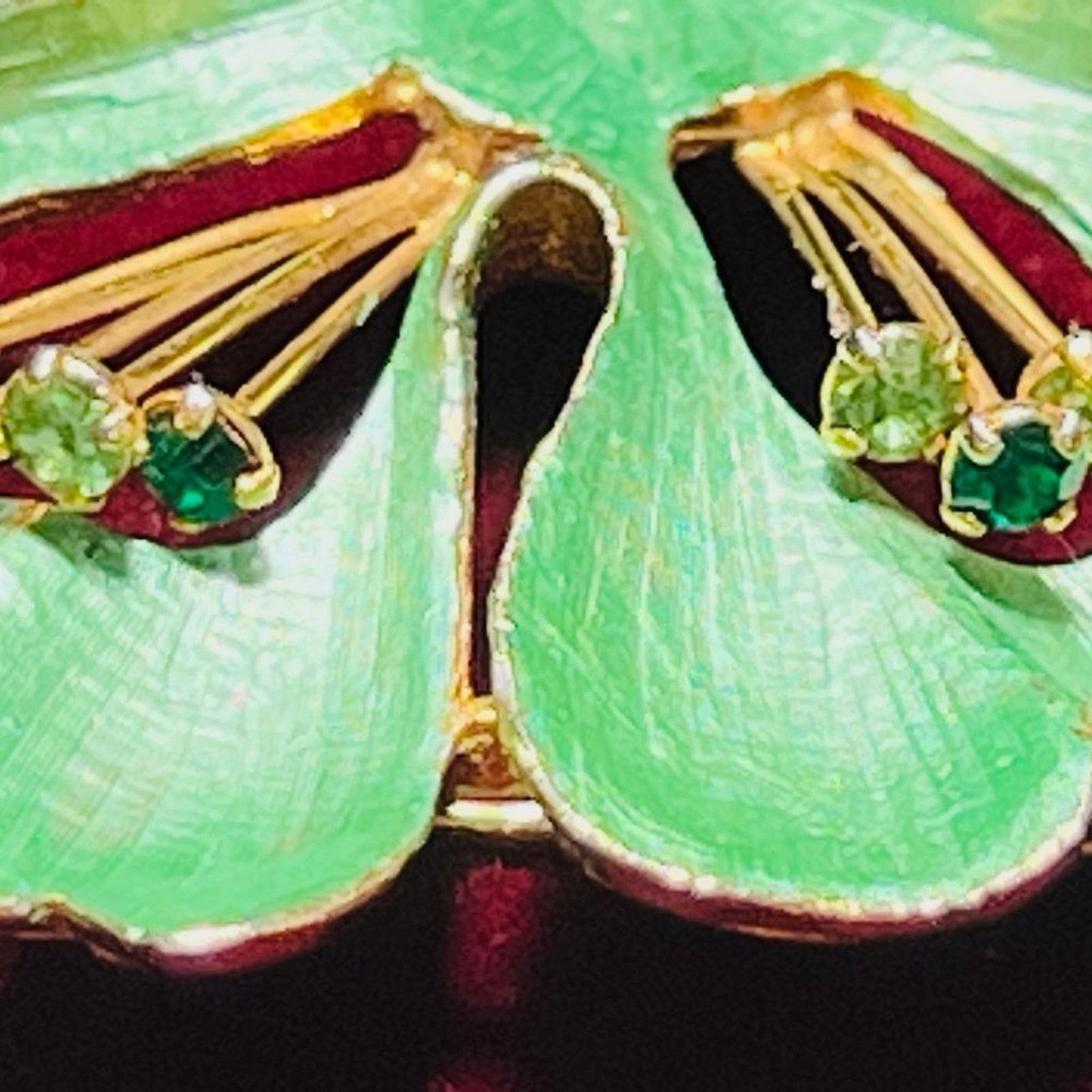 & Other Stories Vintage Weiss Green Ginko Leaf Rhinestone Brooch Pin Size ONE SIZE - 6 Thumbnail