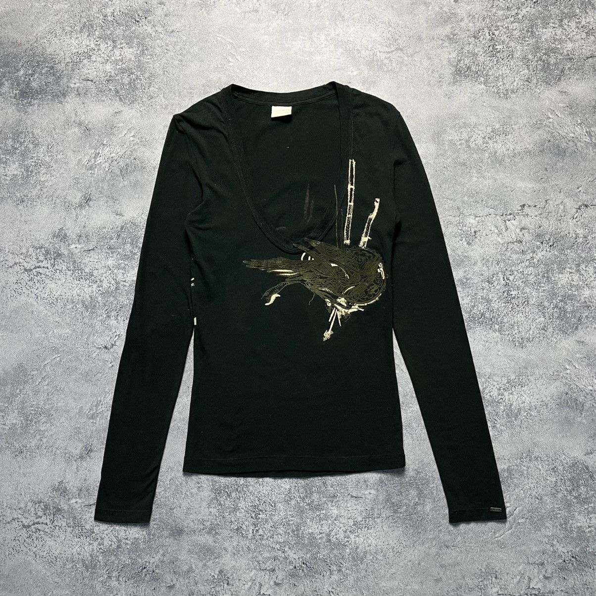 Diesel Vintage Diesel Raven Bird Longsleeve V-Neck Avant-Garde Size XS / US 0-2 / IT 36-38 - 1 Thumbnail