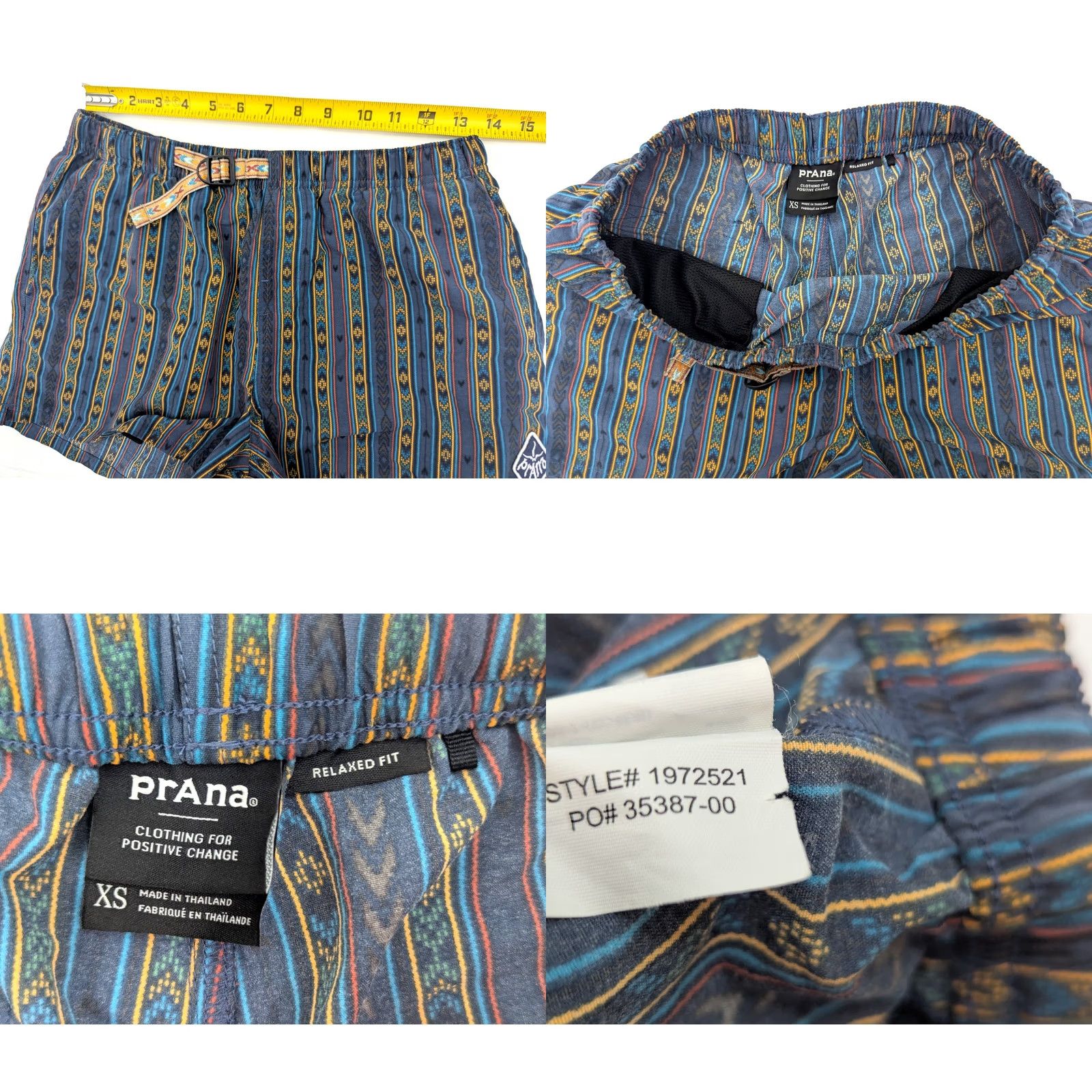 Prana prAna Indio Heritage Short Dark Sky Aztec Boho Belted Shorts, Women XS (27x3) Size 26" / US 2 / IT 38 - 8 Thumbnail