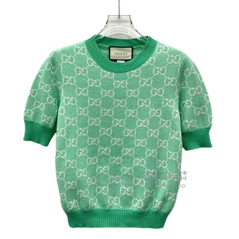 Gucci Gucci Green logo jacquad full-print wool round-neck short- Size XS / US 0-2 / IT 36-38 - 1 Thumbnail