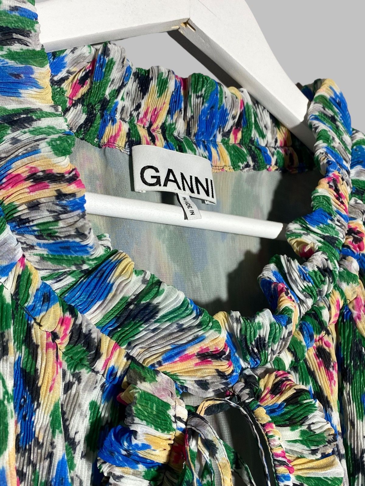 Ganni 🔥 GANNI FLORAL BLOUSE RIBBED BREATHABLE Y2K PARIS AESTHETIC Size XS / US 0-2 / IT 36-38 - 7 Thumbnail