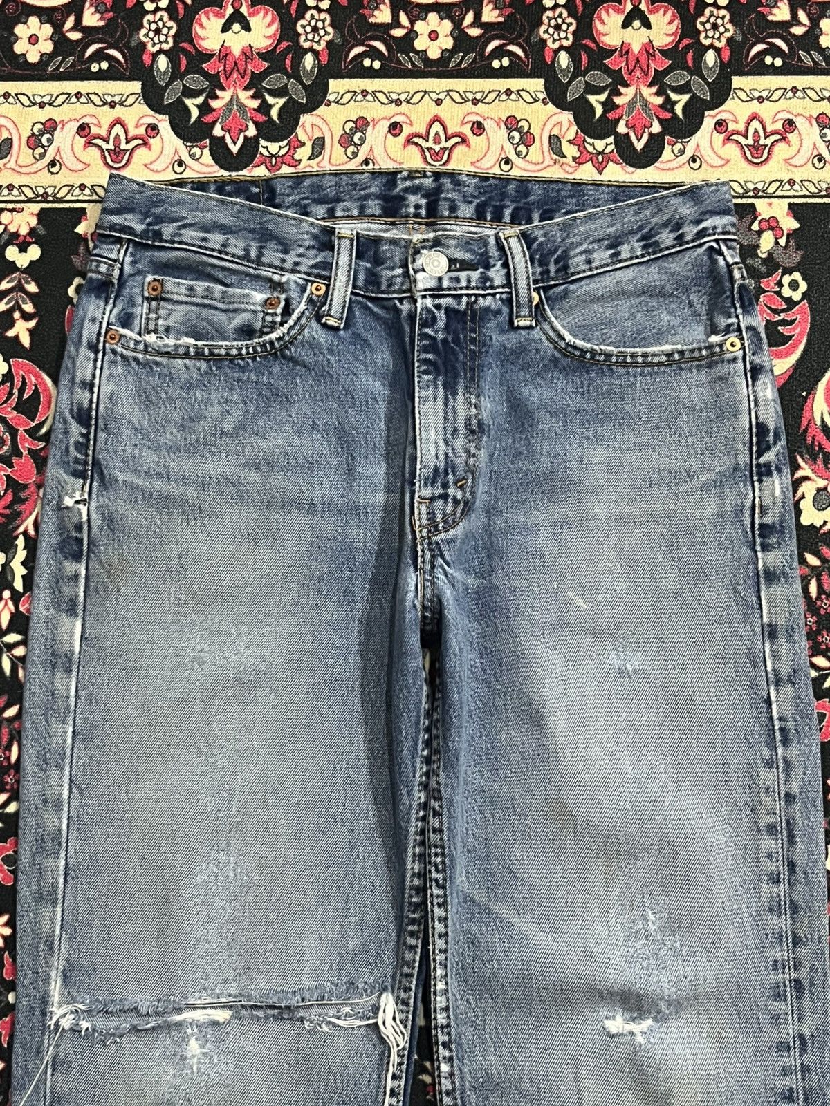 Levi's ⚡️Distressed⚡️Vintage Levi’s 551 Blue Washed Frayed Leg Jeans Size US 31 - 4 Thumbnail