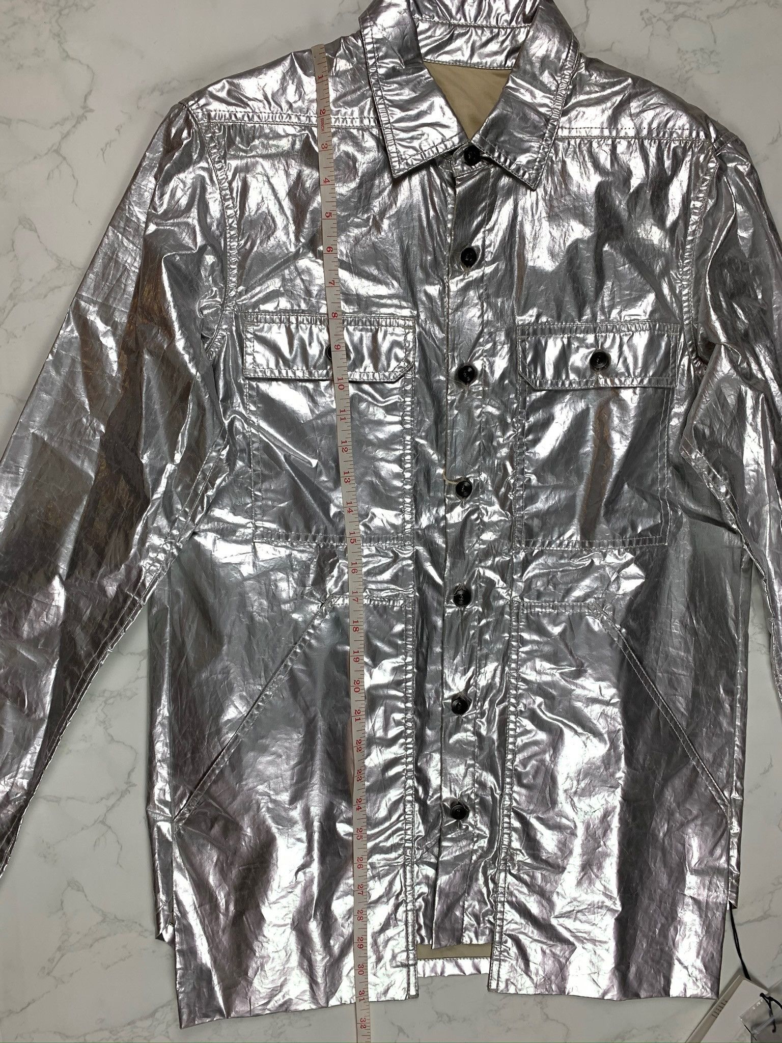 Rick Owens × Rick Owens Drkshdw 🔥80% OFF🔥 Rick Owens Silver Cargo Pocket Overshirt Size US XS / EU 42 / 0 - 13 Thumbnail