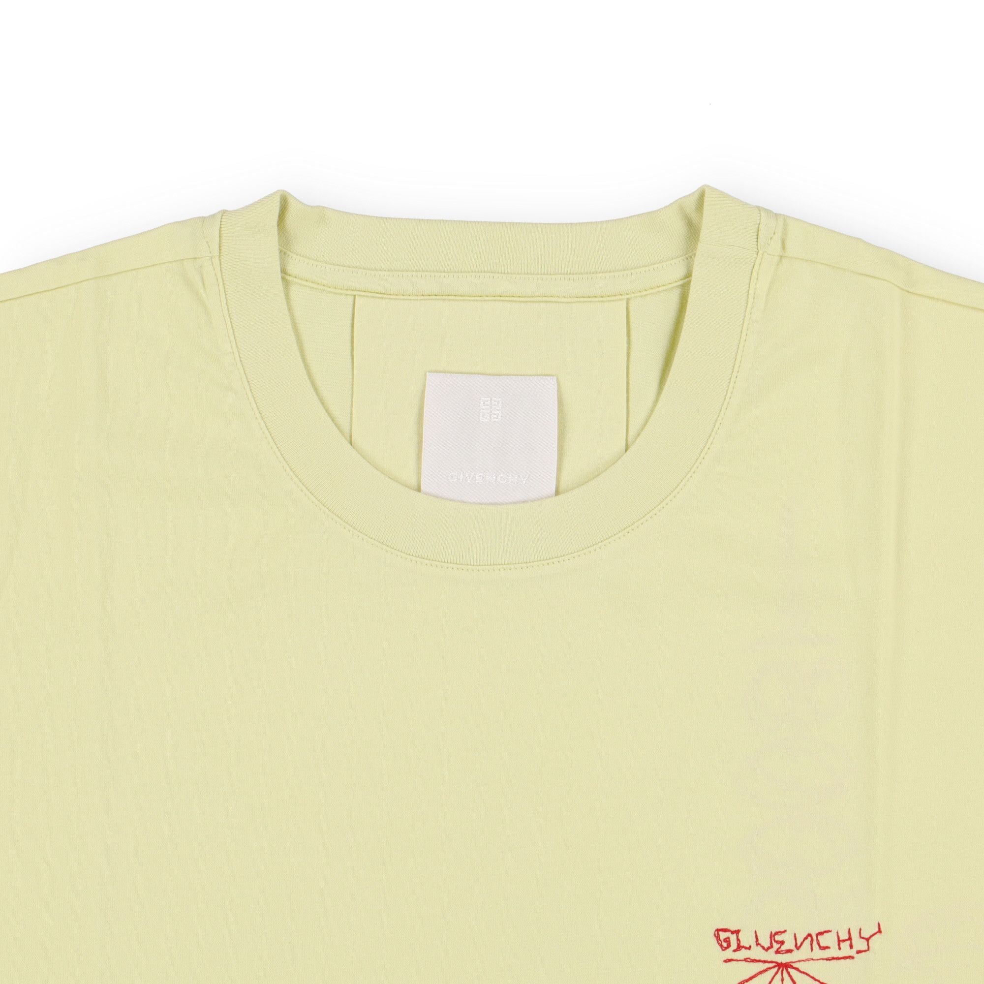 Givenchy Yellow Embroidered Chain Skull Logo Oversized T-Shirt Size US XXS / EU 40 - 5 Thumbnail