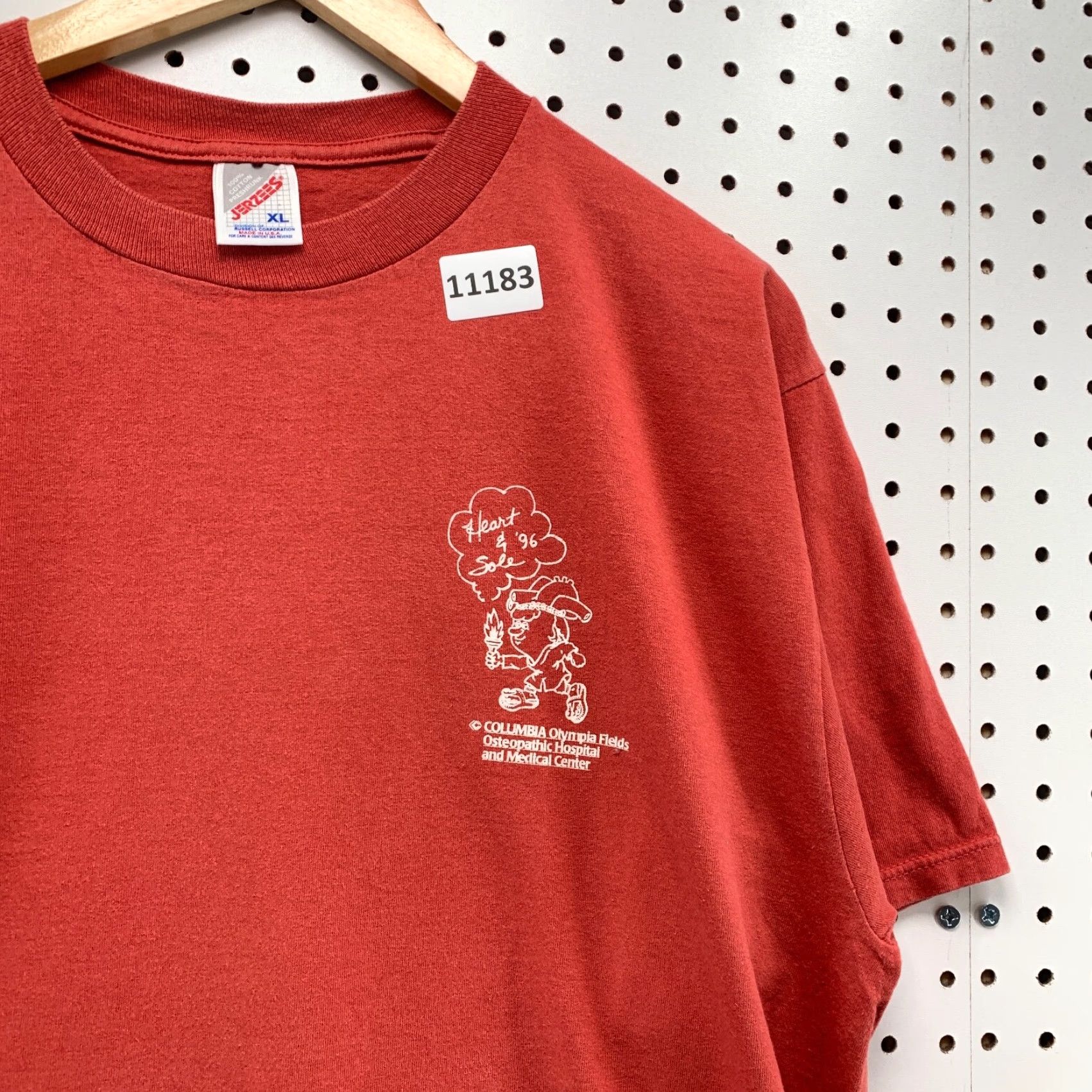Jerzees VINTAGE Single Stitch Shirt Extra Large Mens Red 90s Columbia Olympia Fields Shirt T-Shirt 90s Mens Red Size US XL / EU 56 / 4 - 3 Thumbnail