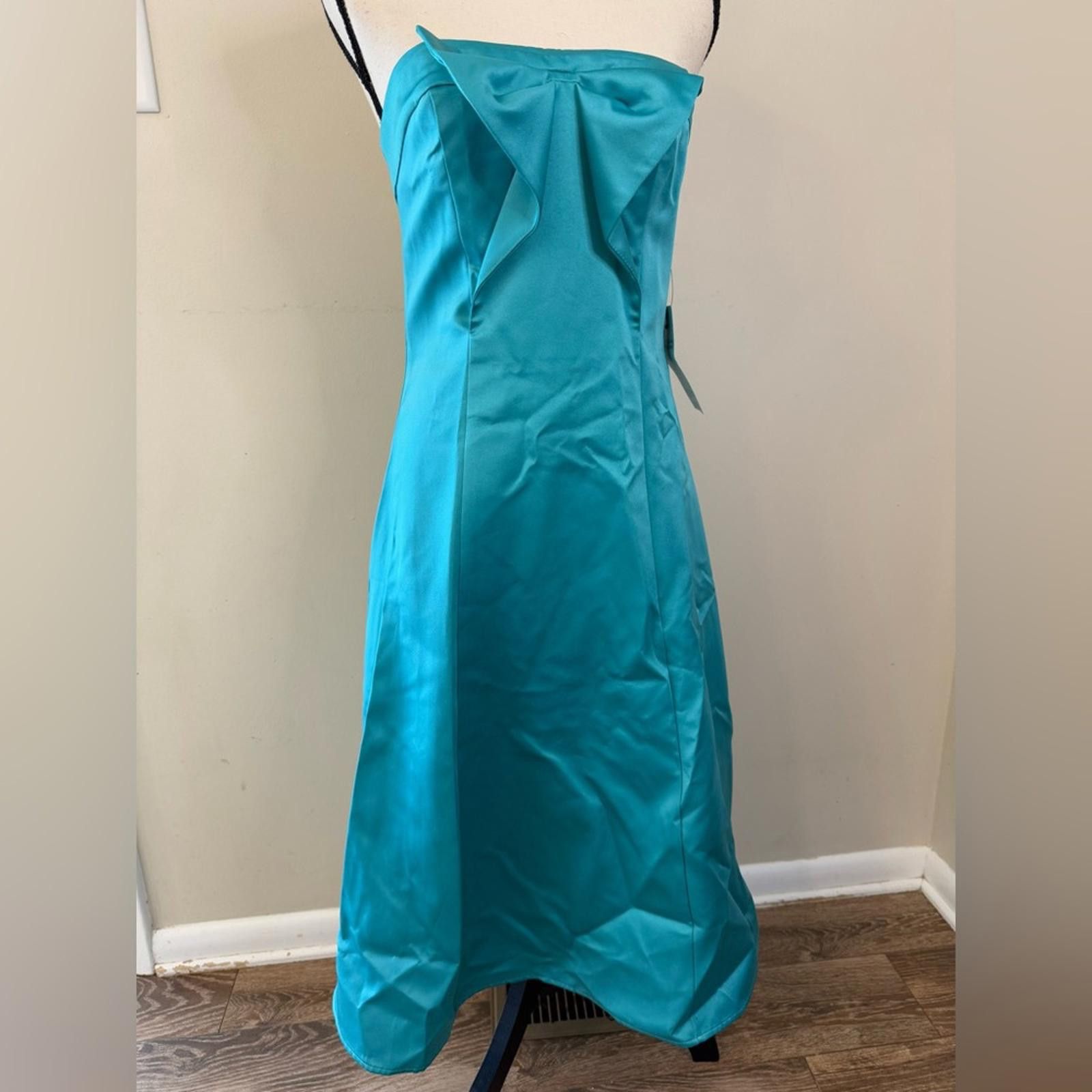 Absent A.B.S. Collection teal formal maxi dress bow back zip SZ 4 Size S / US 4 / IT 40 - 1 Thumbnail