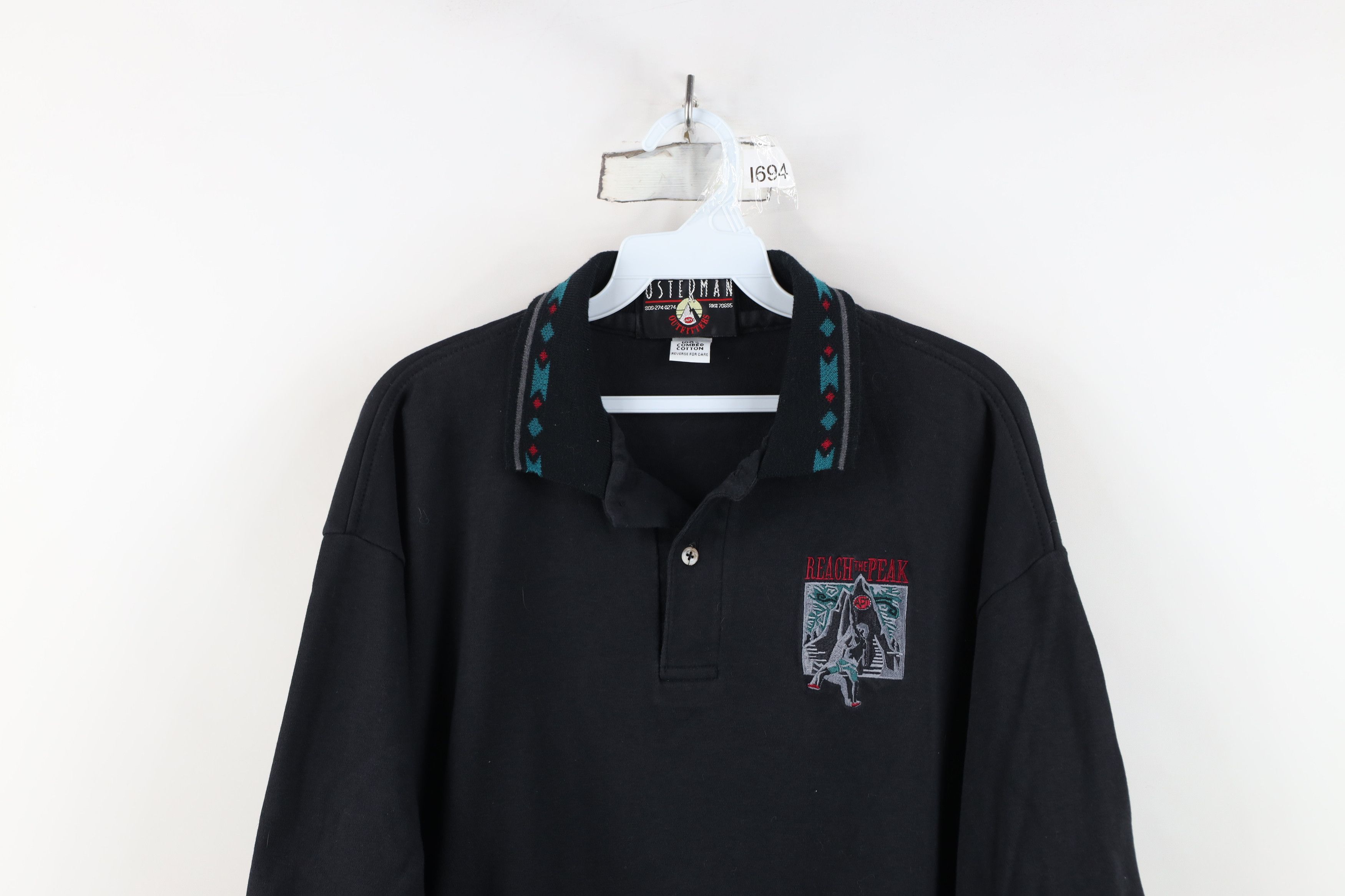Vintage Vintage 90s Spell Reach the Peak Mountain Climbing Polo USA Size US L / EU 52-54 / 3 - 2 Thumbnail