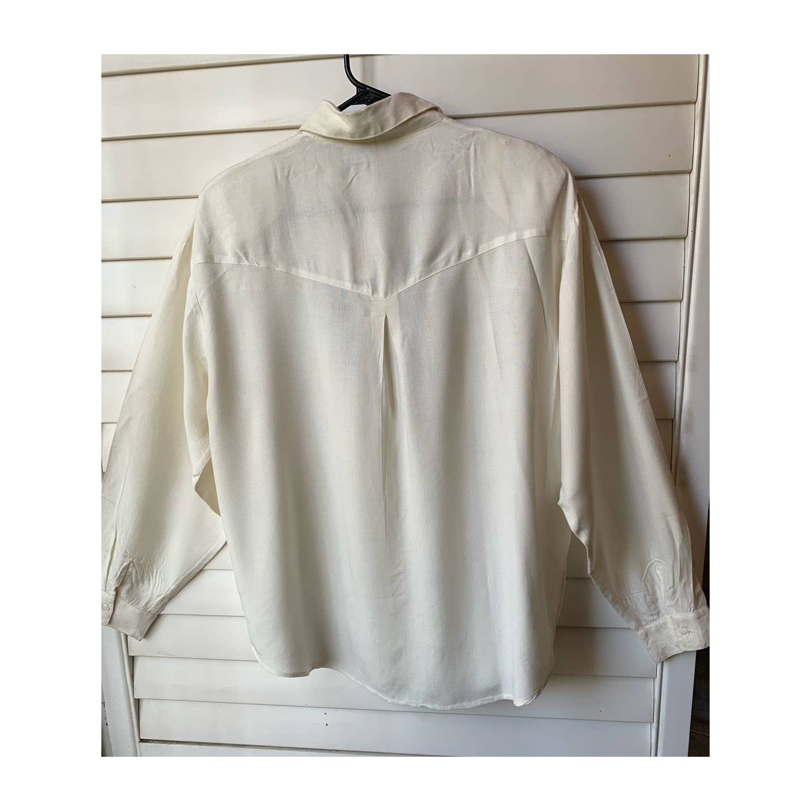 Vintage Embroidered Western Button Down Off White Shirt NWT Size XL / US 12-14 / IT 48-50 - 7 Thumbnail