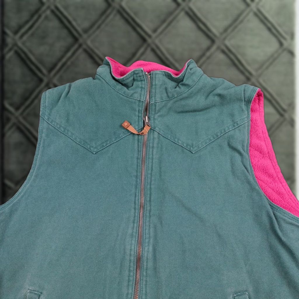 Roper Roper Range Gear Vest Womens Large Green Canvas Quilted Fleece Lined Insulated Western Outdoor Full Zip Pockets Casual Workwear Size L / US 10 / IT 46 - 1 Thumbnail