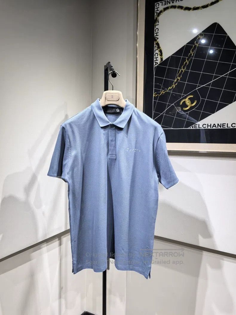 Givenchy New Mens Short Sleeve Polo, Blue, Double Layer