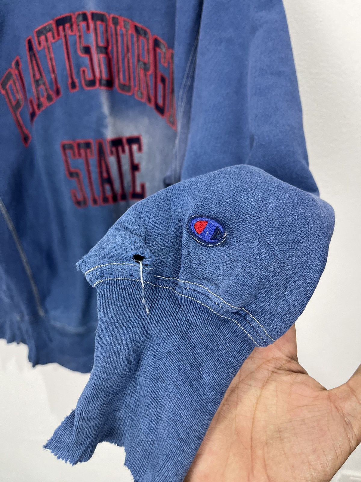Champion × Vintage Vintage 90's Champion Reverse Weave Plattsburgh State Hoodie Size US L / EU 52-54 / 3 - 5 Thumbnail