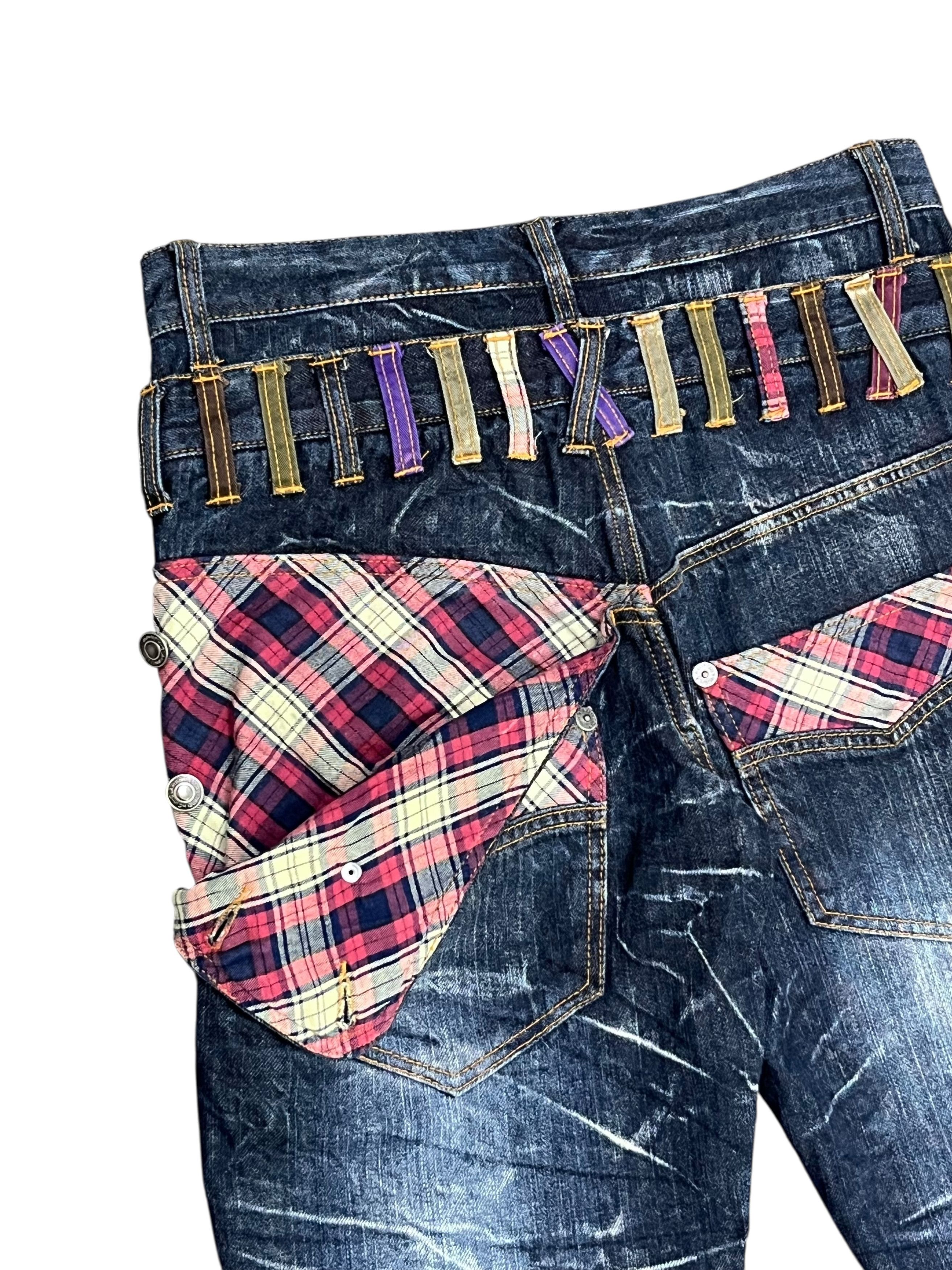 Japanese Brand 🔥FYE EXPLOSION ACID WASH Double Waist Half Flap Back Jeans Size US 29 - 10 Thumbnail