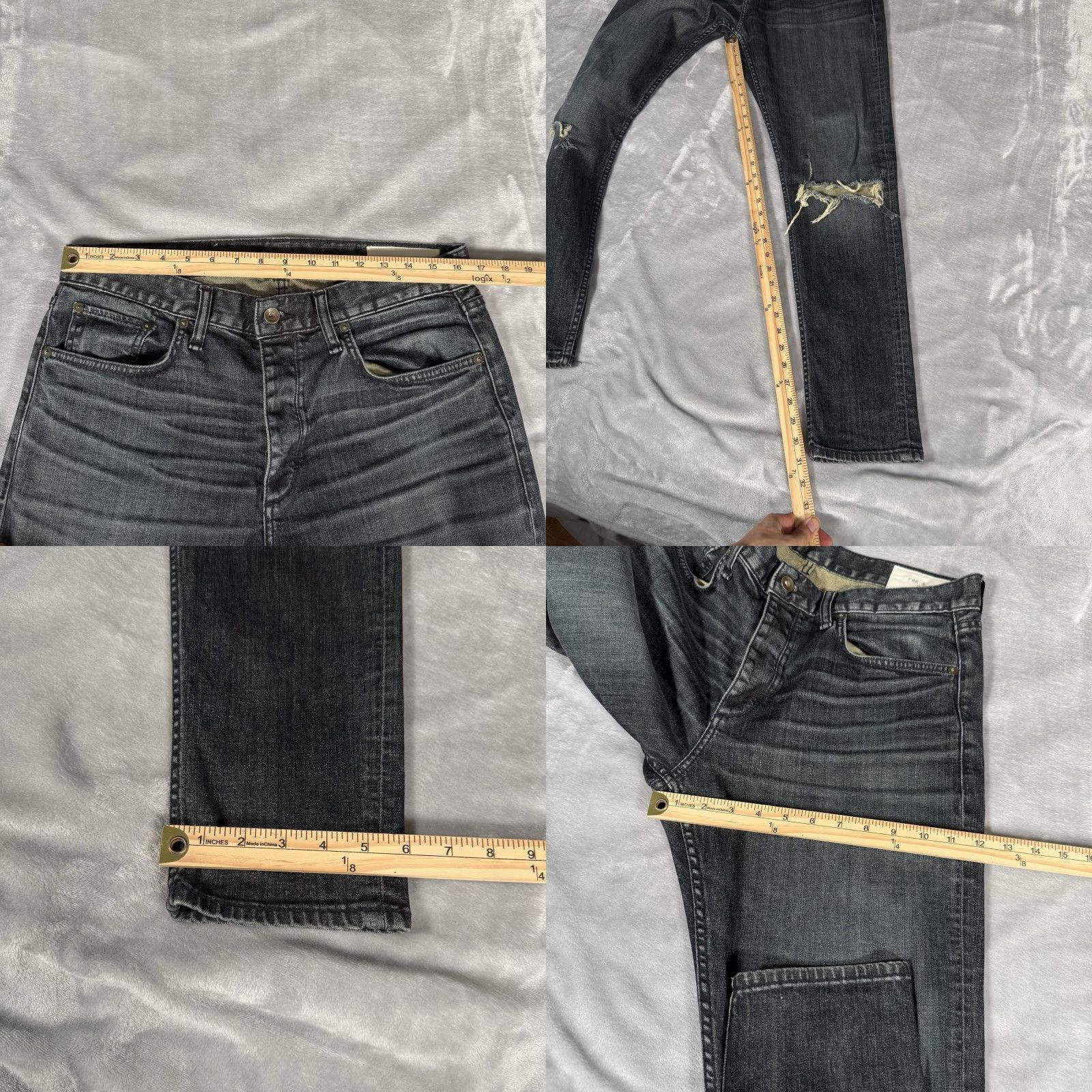 Rag & Bone Rag & Bone Fit 1 Skinny Jeans Mens 33x32 Denim Dark Distressed 5-Pocket Logo City Slim Blue Baggy? Size US 33 - 8 Thumbnail