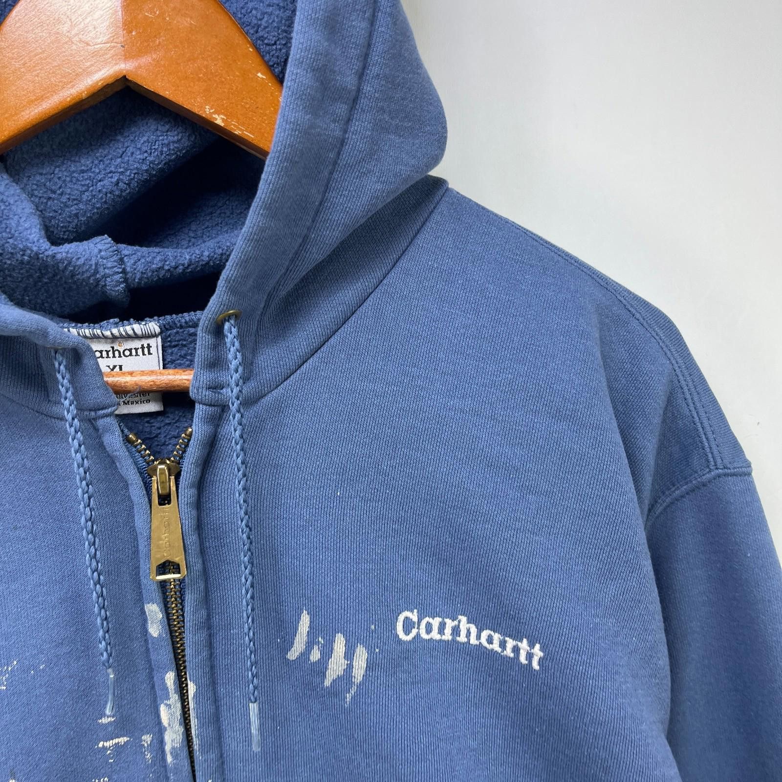Carhartt Vintage 90s Carhartt Zip Up Hoodie XL Paint Splatter Size US XL / EU 56 / 4 - 3 Thumbnail