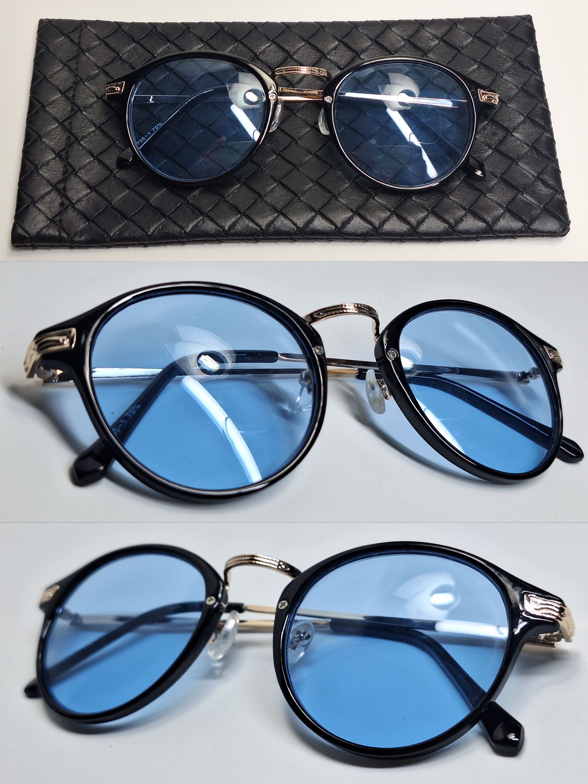 Uniqlo [VINTAGE] Boston Combination Blue Tint Sunglasses - PY2705-1 Size ONE SIZE - 3 Thumbnail