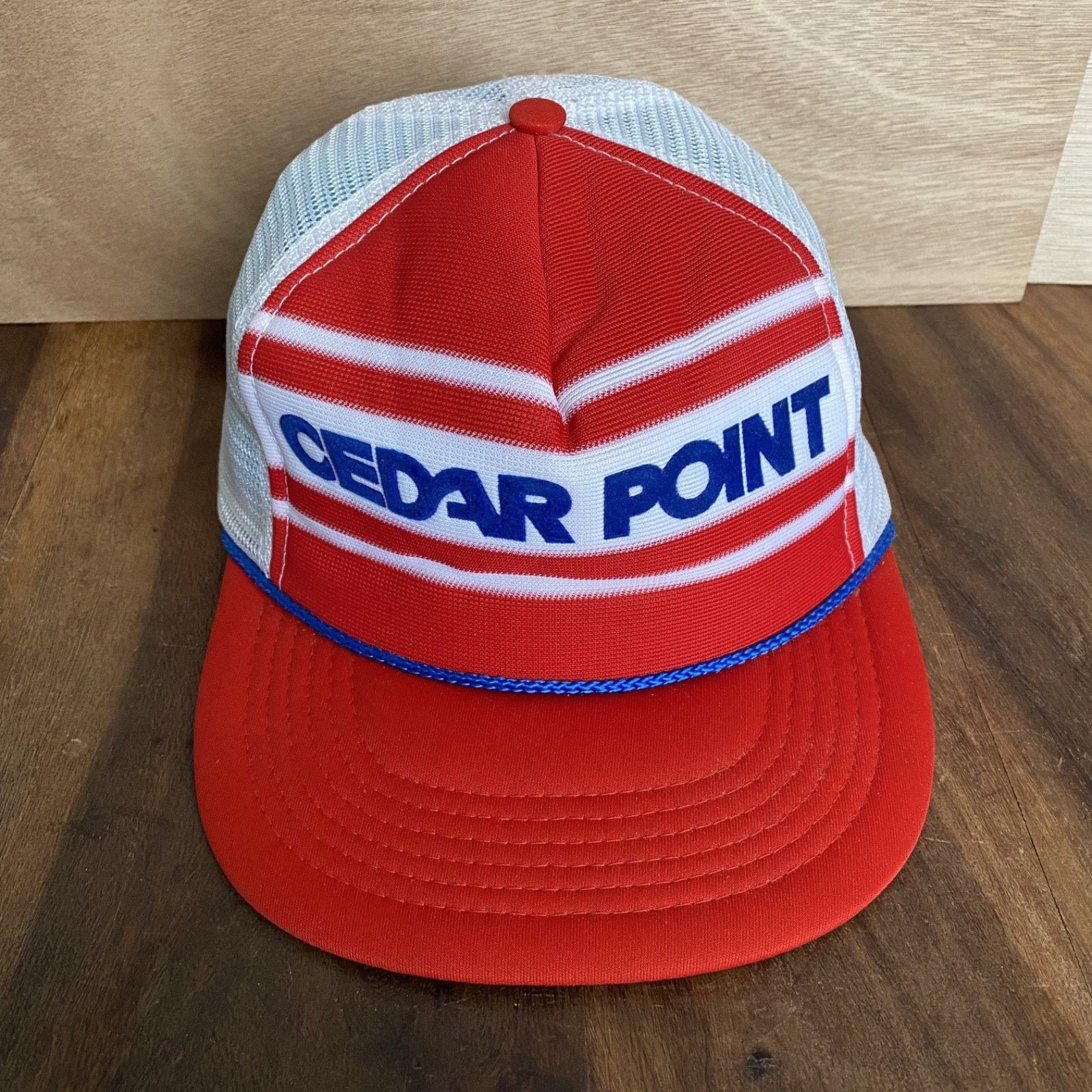 Other Vtg Cedar Point Snapback Trucker Rope Mesh Hat Cap Red White Size ONE SIZE - 1 Thumbnail