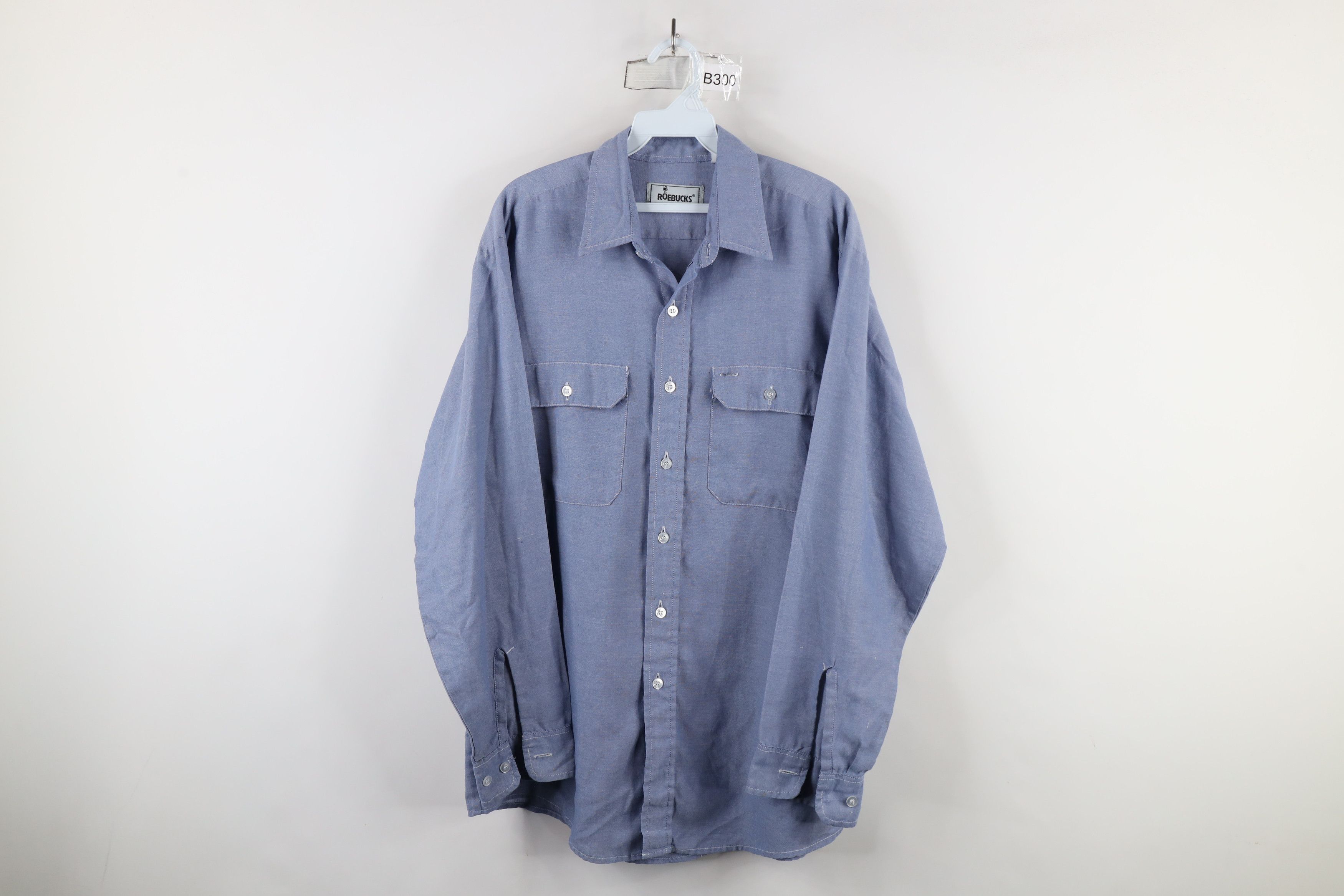 Vintage Vintage 90s Streetwear Chambray Workwear Button Shirt Blue Size US L / EU 52-54 / 3 - 1 Thumbnail