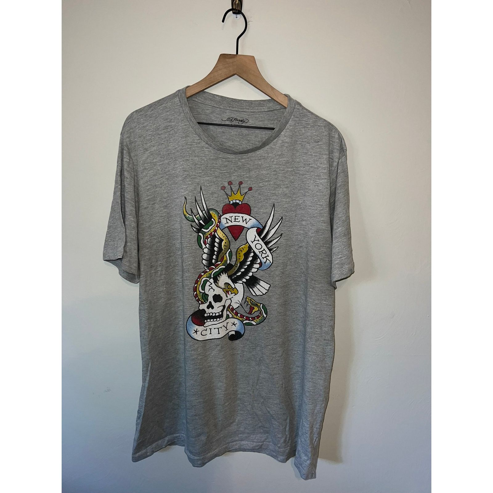 Ed Hardy Y2K Ed Hardy NYC Shirt New York City Eagle Gray Tee 2000s XL Size US XL / EU 56 / 4 - 1 Thumbnail