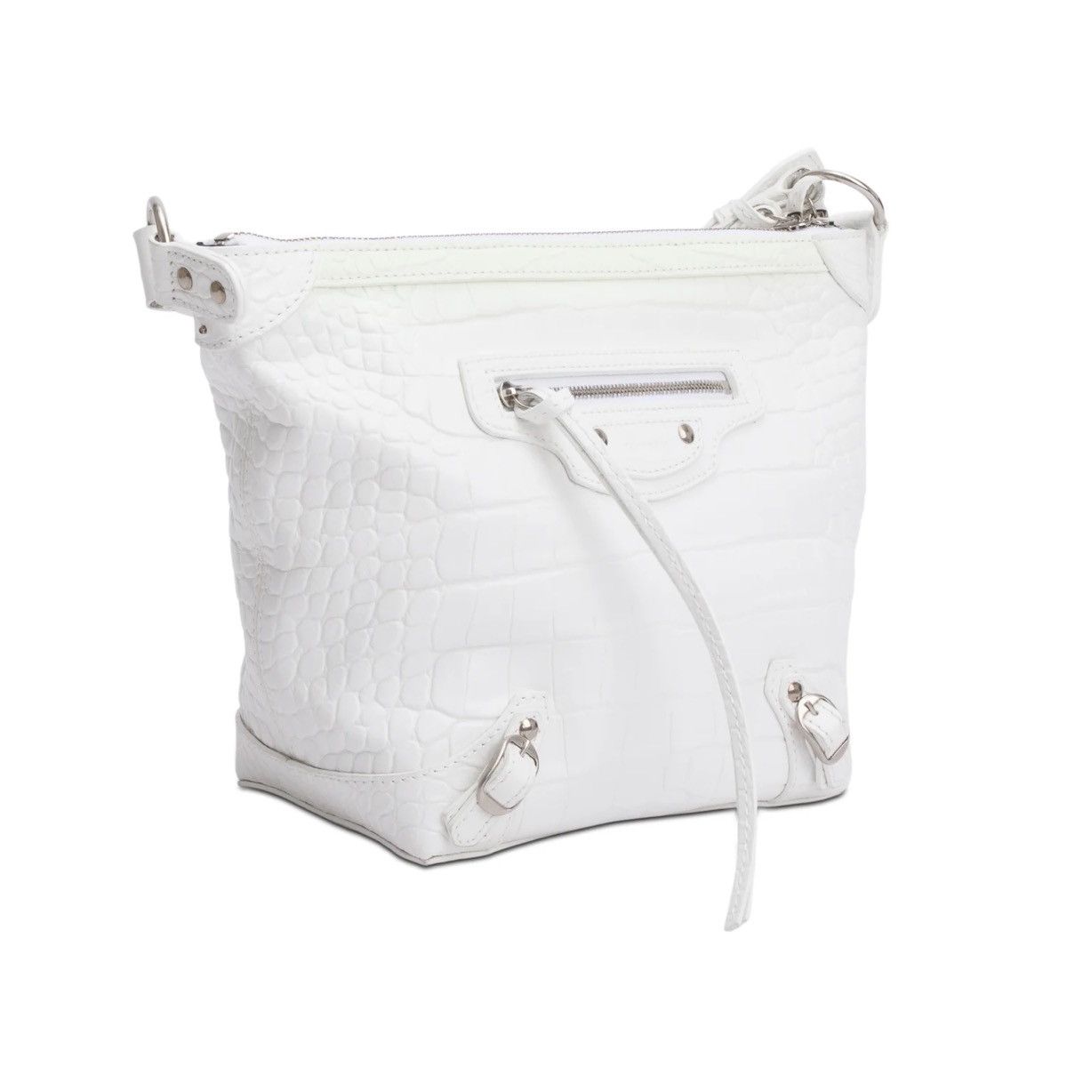Balenciaga Balenciaga XS Neo Classic White Croc Embossed Leather Bag Size ONE SIZE - 3 Thumbnail