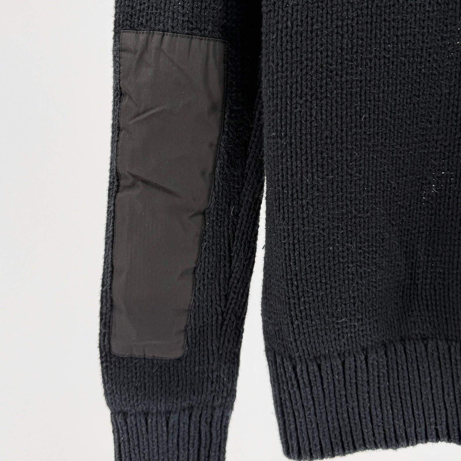 Ralph Lauren Black 100% Cotton Shoulder Zip Elbow Patch Sweater Size M / US 6-8 / IT 42-44 - 6 Thumbnail