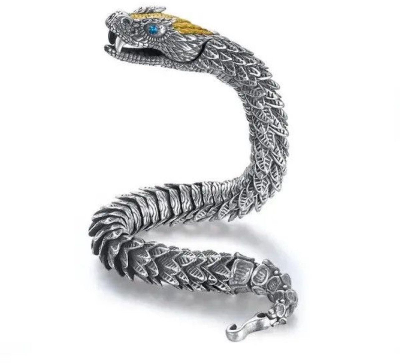 Japanese Brand 22cm Length 3D Medusa Rattlesnake Handmade Bracelet Size ONE SIZE - 4 Thumbnail