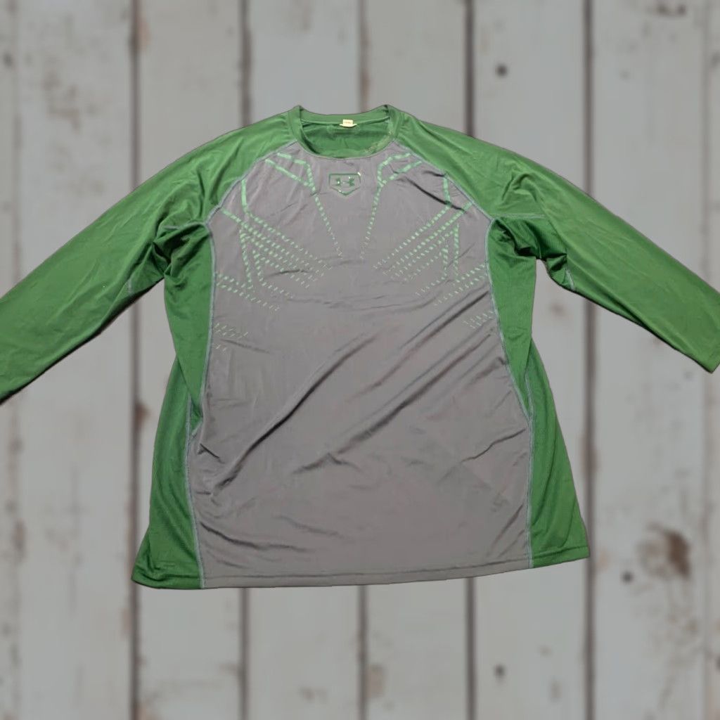 Under Armour Under Armour Baseball T-Shirt 3/4 Sleeve Large Green Gray Mens Size US L / EU 52-54 / 3 - 1 Thumbnail