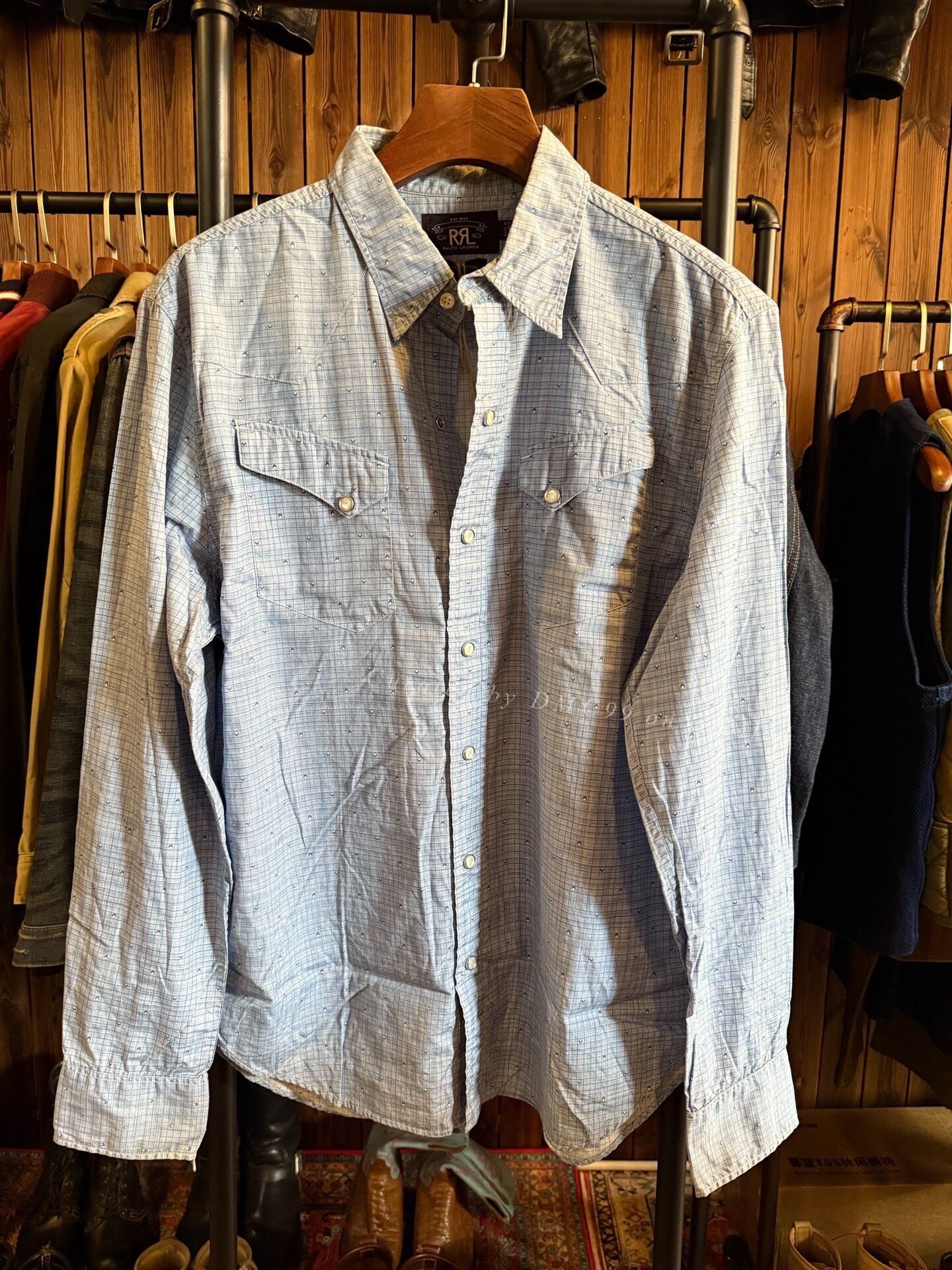 RRL Ralph Lauren RRL Western Shirt, Blue Plaid Size US L / EU 52-54 / 3 - 1 Thumbnail
