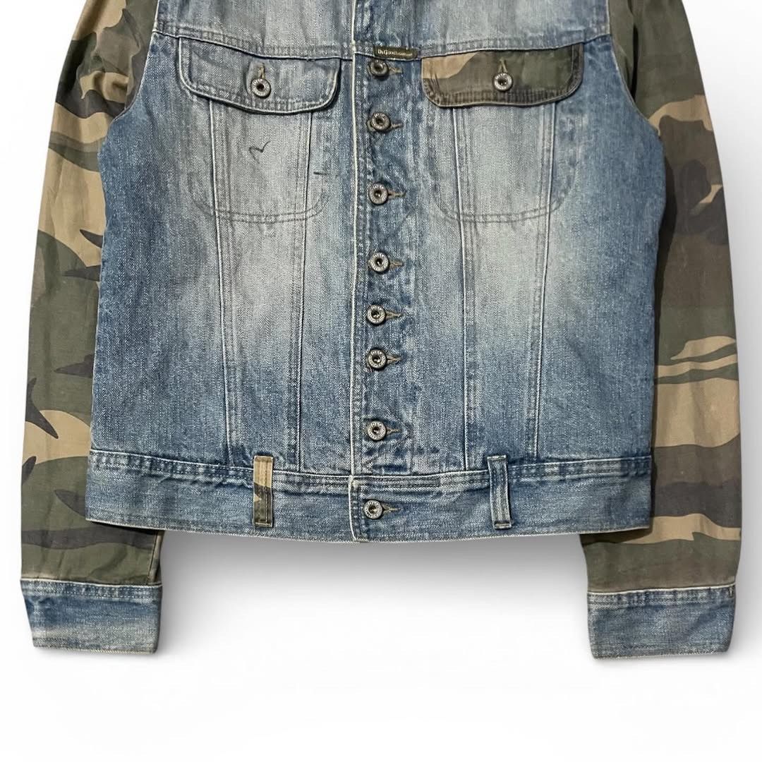 Dolce & Gabbana 00’s Dolce & Gabbana Camo Sleeve Trucker Denim Jacket Size US M / EU 48-50 / 2 - 5 Thumbnail