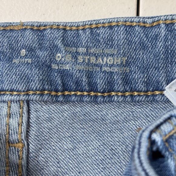 Old Navy Old Navy High Rise Straight Jean Women Blue Distressed 6 Size 28" / US 6 / IT 42 - 7 Thumbnail