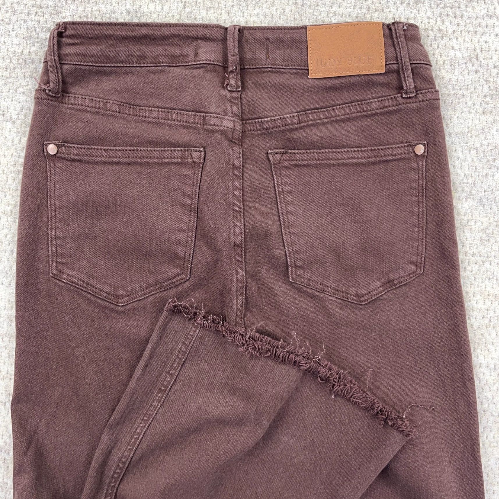 Vintage Judy Blue Jeans Women 5 27 Brown Flared High Rise Western Boho Bellbottom Distressed Stretch Denim Jeans Womens Size 27" / US 4 / IT 40 - 4 Thumbnail