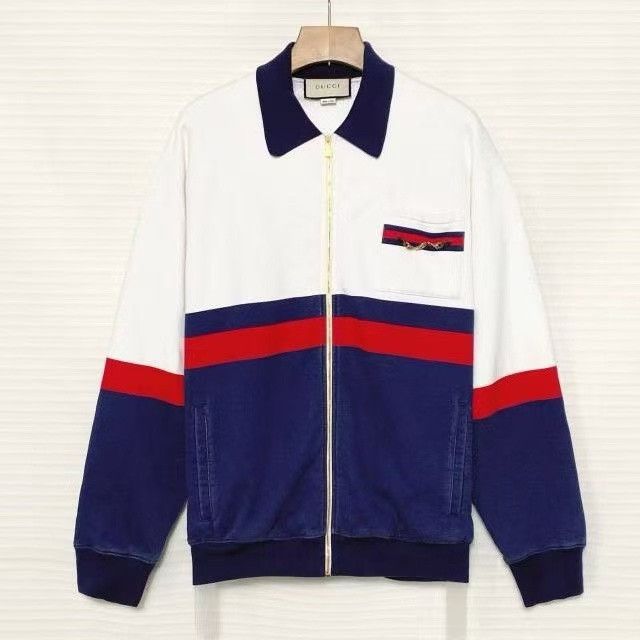 Gucci Gucci Red Blue Distressed Horsebit Jacket Size US L / EU 52-54 / 3 - 1 Thumbnail