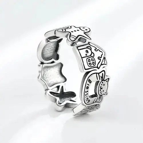 NO ID Retro Silver Color Cute Ghost Bear Adjustable Ring Size ONE SIZE - 3 Thumbnail