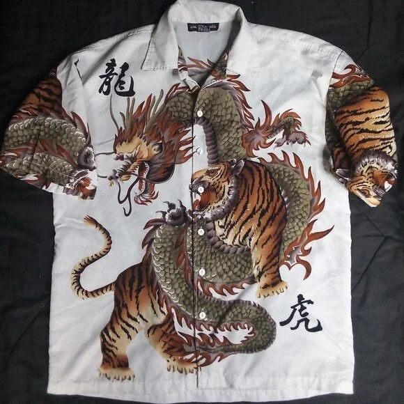 Other Vintage Golden Apparel Dragon Vs. Tiger Button Shirt Size US L / EU 52-54 / 3 - 2 Thumbnail