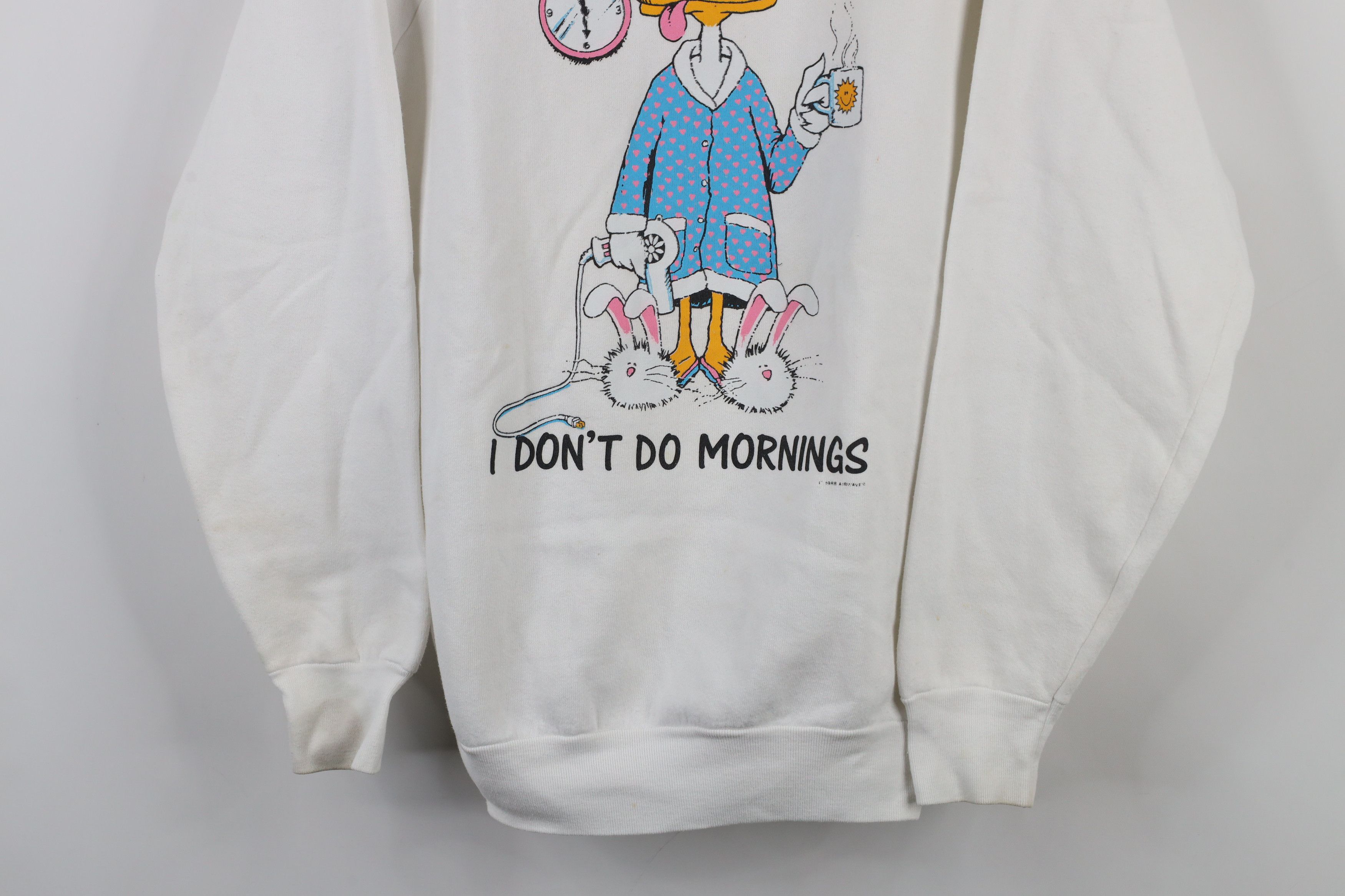 Vintage Vintage 80s Funny Duck I Don't Do Mornings Sweatshirt USA Size L / US 10 / IT 46 - 3 Thumbnail
