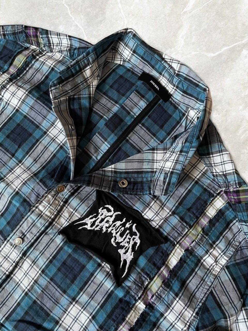 Diesel × Vintage DIESEL PATCHWORK CHECKED Plaid Shirt Artwork y2k Flannel Size US M / EU 48-50 / 2 - 3 Thumbnail