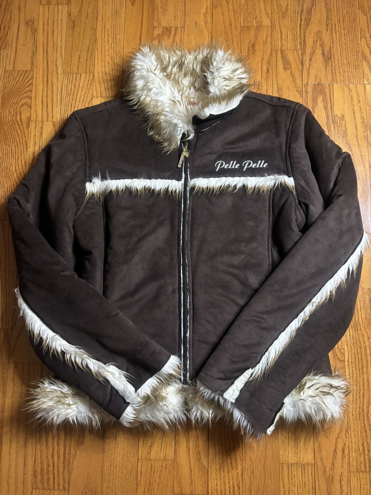 Pelle Pelle Pelle Pelle Brown Fur-Trim Zip Jacket Size US XS / EU 42 / 0 - 1 Thumbnail