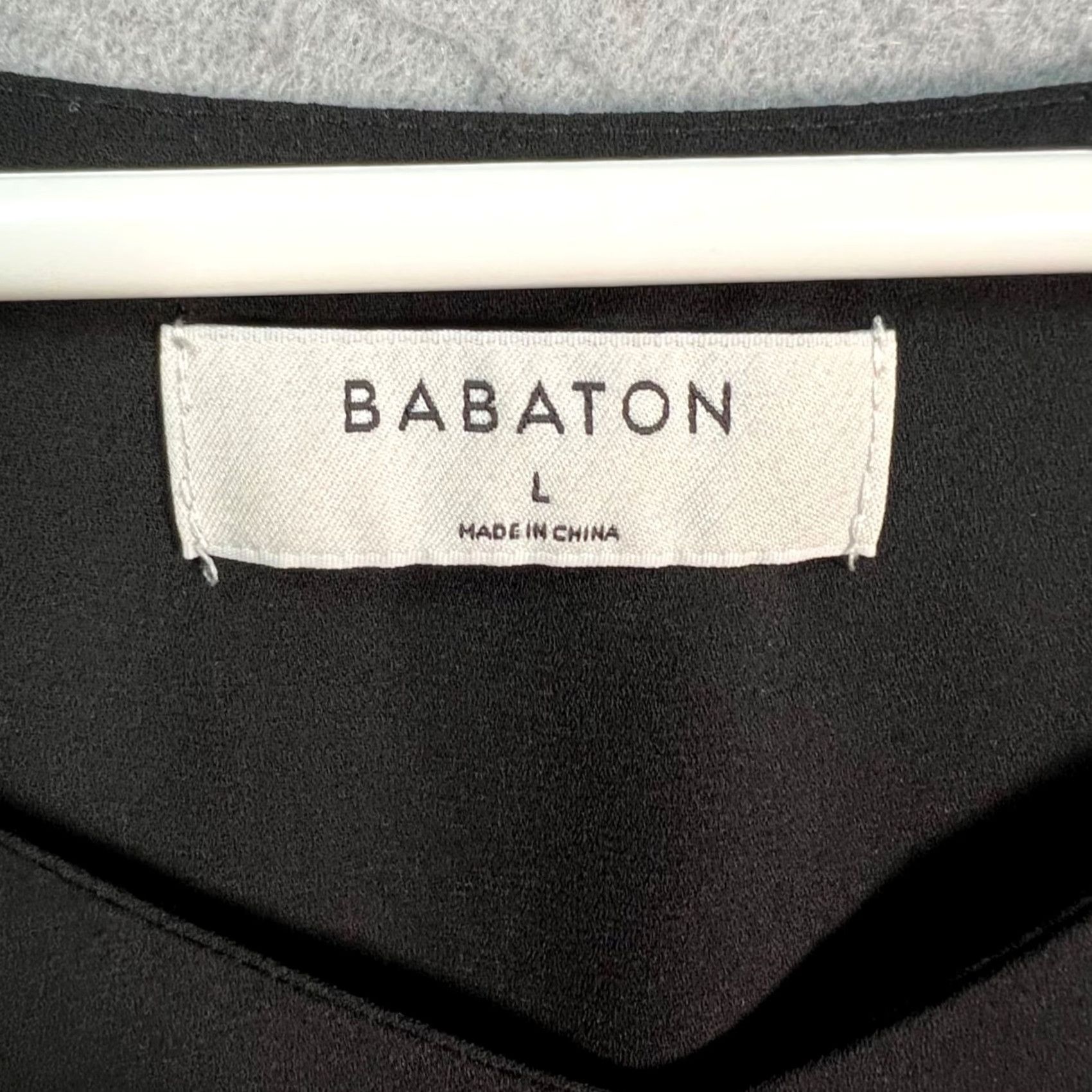 Vintage Babaton Blouse Shirt Womens Large Black V-Neck Short Sleeve 100% Polyester Shirt Blouse Womens L Black Polyester 8/10 Vintage: No Size L / US 10 / IT 46 - 3 Thumbnail