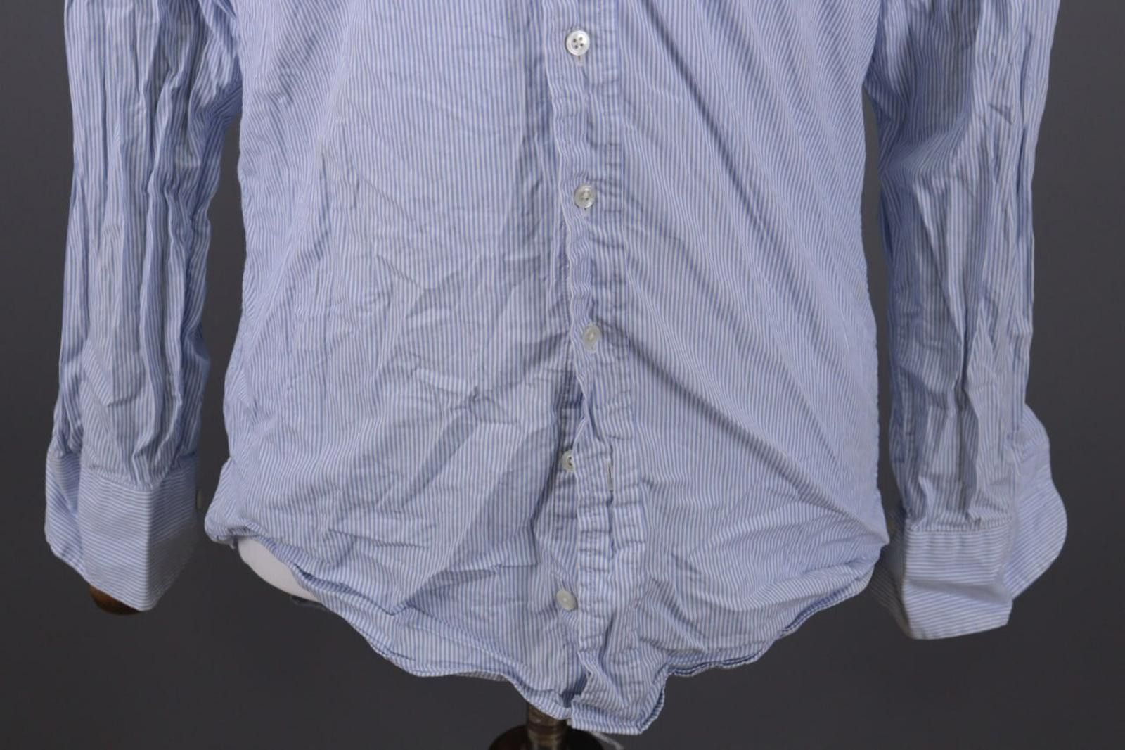 Drake's Drakes Easyday Blue Pinstripe Shirt Size 40 / 15 3/4 Size US M / EU 48-50 / 2 - 4 Thumbnail