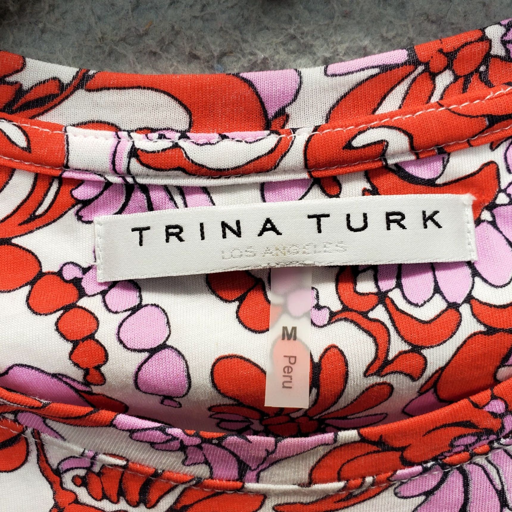 Trina Turk Trina Turk Blouse Top Women's M Floral Short Sleeve Crew Neck Multicolor Shirt Size M / US 6-8 / IT 42-44 - 6 Thumbnail