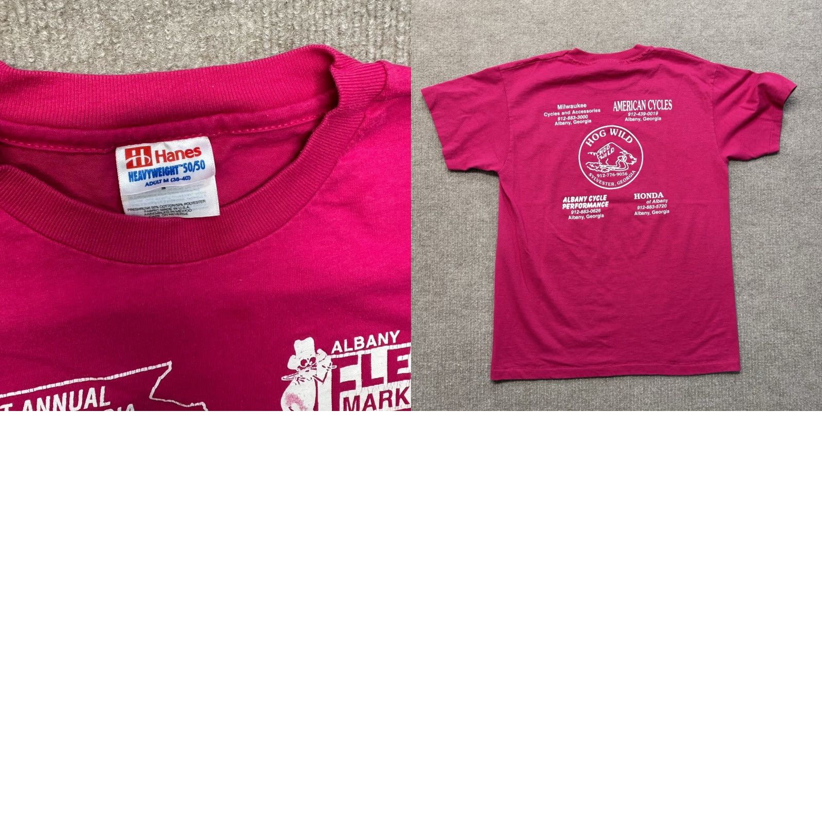Harley Davidson VINTAGE Georgia Bike Show T Shirt Mens M Vtg 90s Albany Biker Harley Shirt Mens Pink Cotton Blend Crew Neck Short Sleeve Size US M / EU 48-50 / 2 - 8 Thumbnail