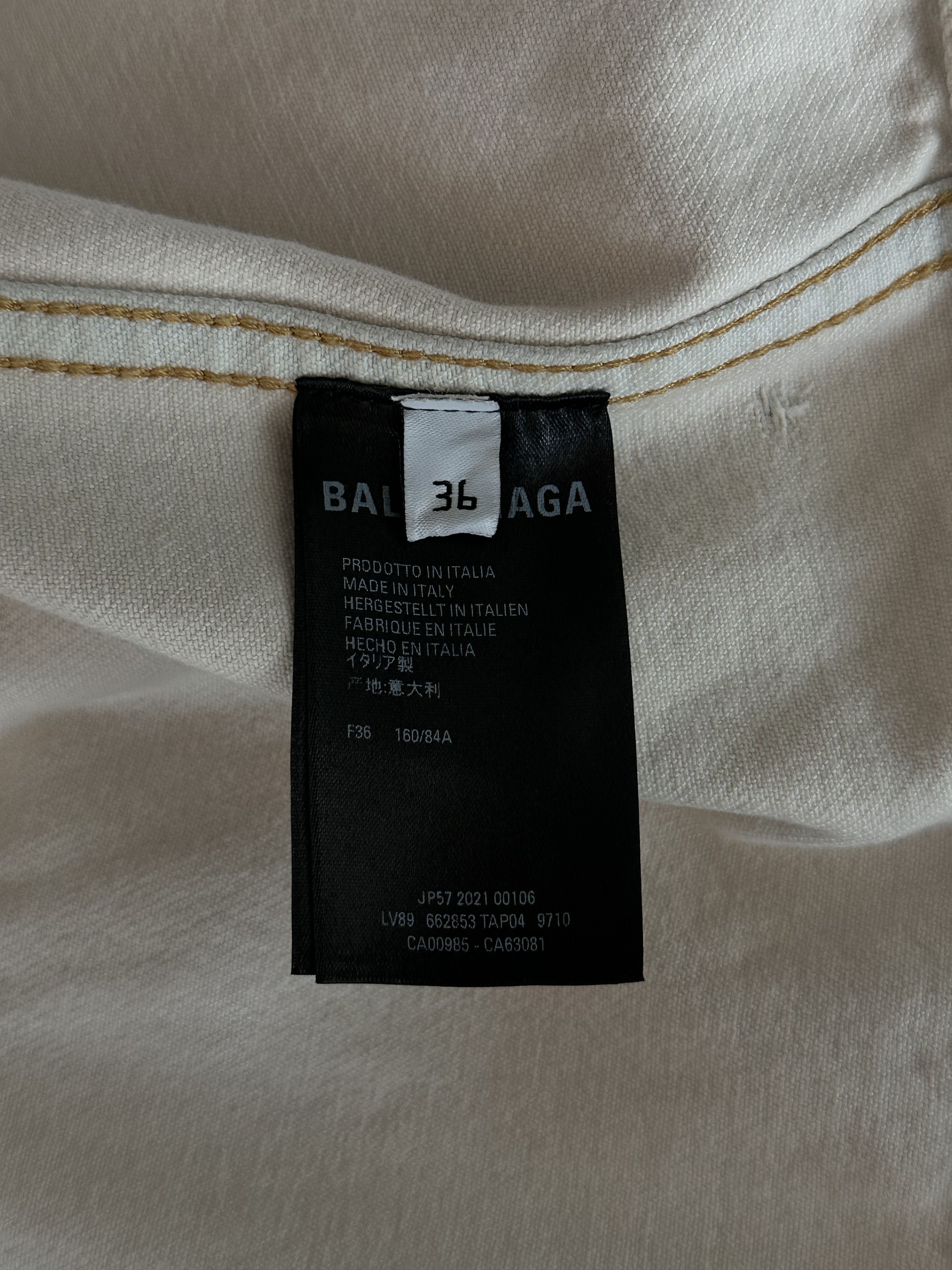 Balenciaga Balenciaga White & Beige Distressed Denim Jacket Size US XL / EU 56 / 4 - 4 Thumbnail