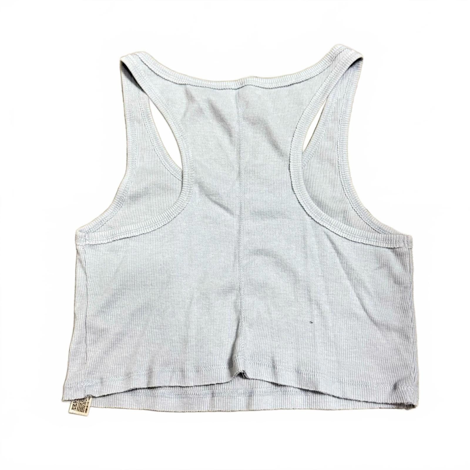 Free People Free People Blue Crop Lightweight Ribbed Tank Top- Sz Medium Size M / US 6-8 / IT 42-44 - 3 Thumbnail