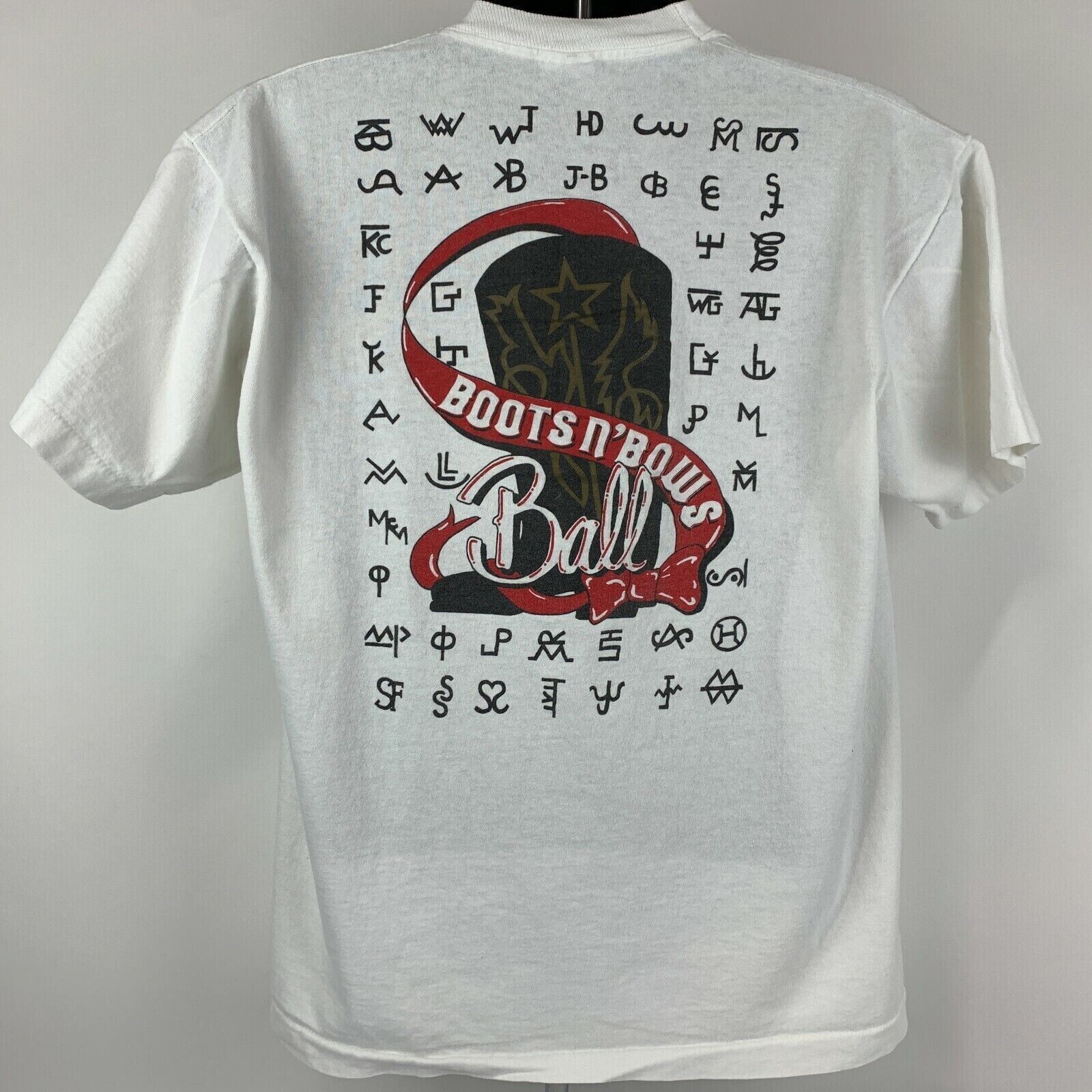 Fruit Of The Loom Vintage 90s Texas Boots n Bows Ball T Shirt Cowboy White XL Size US XL / EU 56 / 4 - 3 Thumbnail